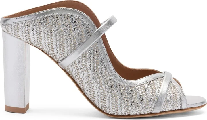 Malone Souliers Metallic Raffia Norah Heeled Sandals 85