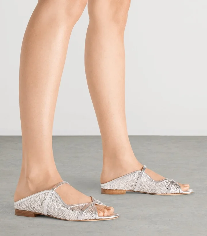 Malone Souliers Metallic Raffia Norah Sandals - Image 2