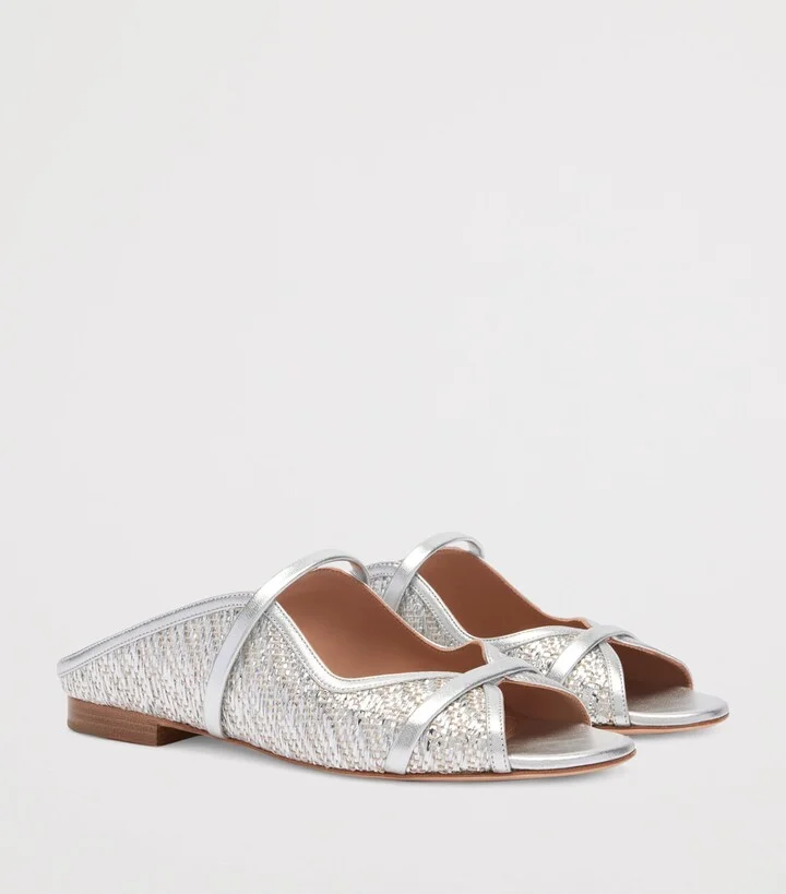 Malone Souliers Metallic Raffia Norah Sandals - Image 3