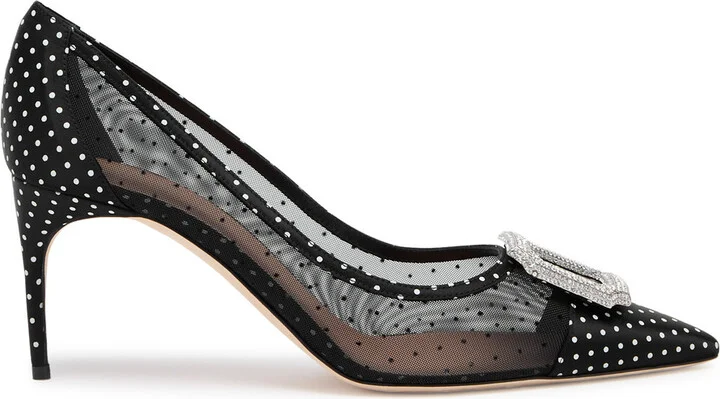 Malone Souliers Monroe 70 Polka-dot Mesh Pumps