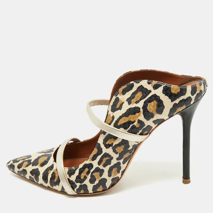 Malone Souliers Multicolor Snakeskin and Leather Maureen Mules Size 38.5