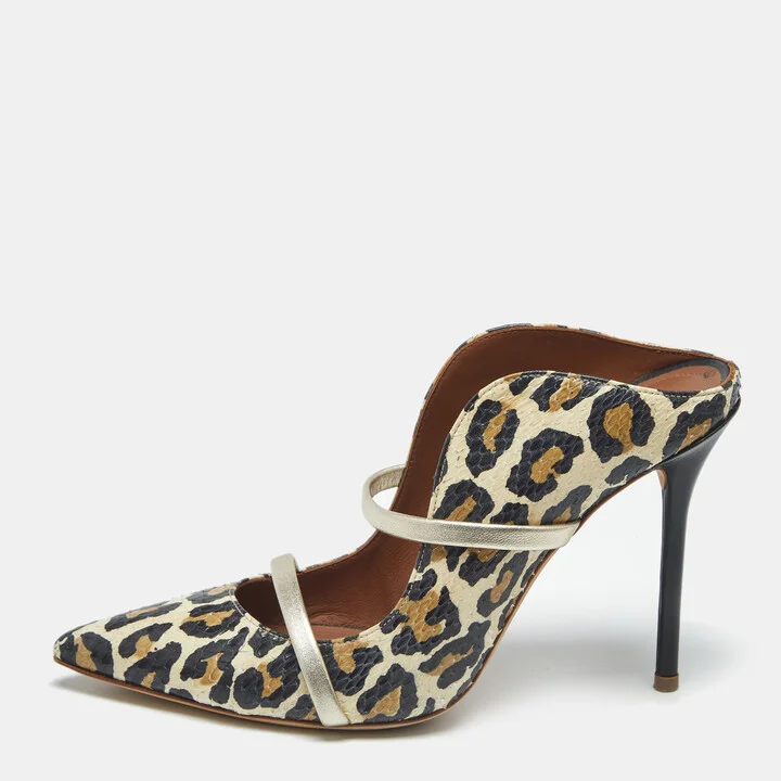 Malone Souliers Multicolor Snakeskin and Leather Maureen Mules Size 38.5