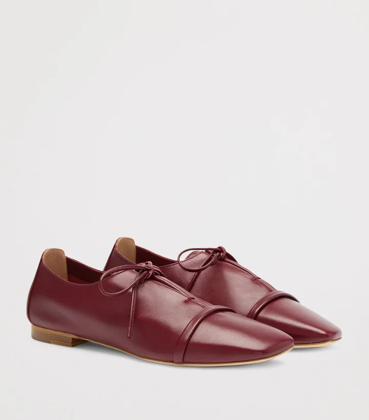 Malone Souliers Nappa Leather Lace-Up Jean Flats - Image 3
