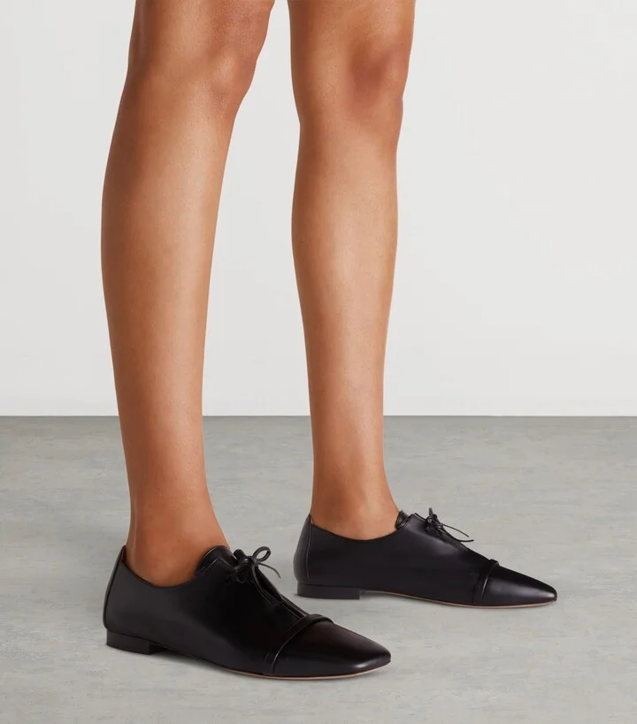 Malone Souliers Nappa Leather Lace-Up Jean Flats - Image 2