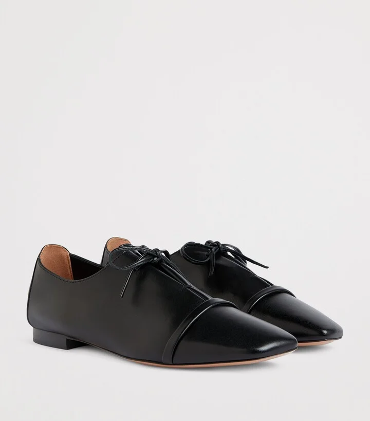 Malone Souliers Nappa Leather Lace-Up Jean Flats - Image 3