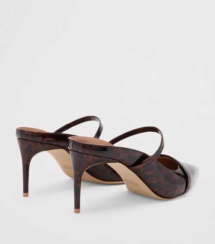 Malone Souliers Patent Leather Leopard Aurora Heeled Mules 70 - Image 4