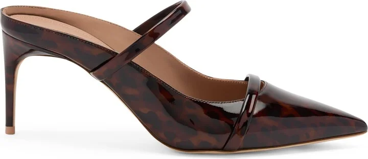 Malone Souliers Patent Leather Leopard Aurora Heeled Mules 70