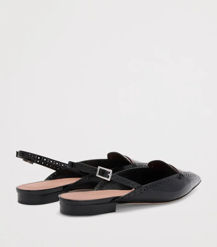 Malone Souliers Patent Leather Leopard Print Laurie Slingback Flats - Image 4