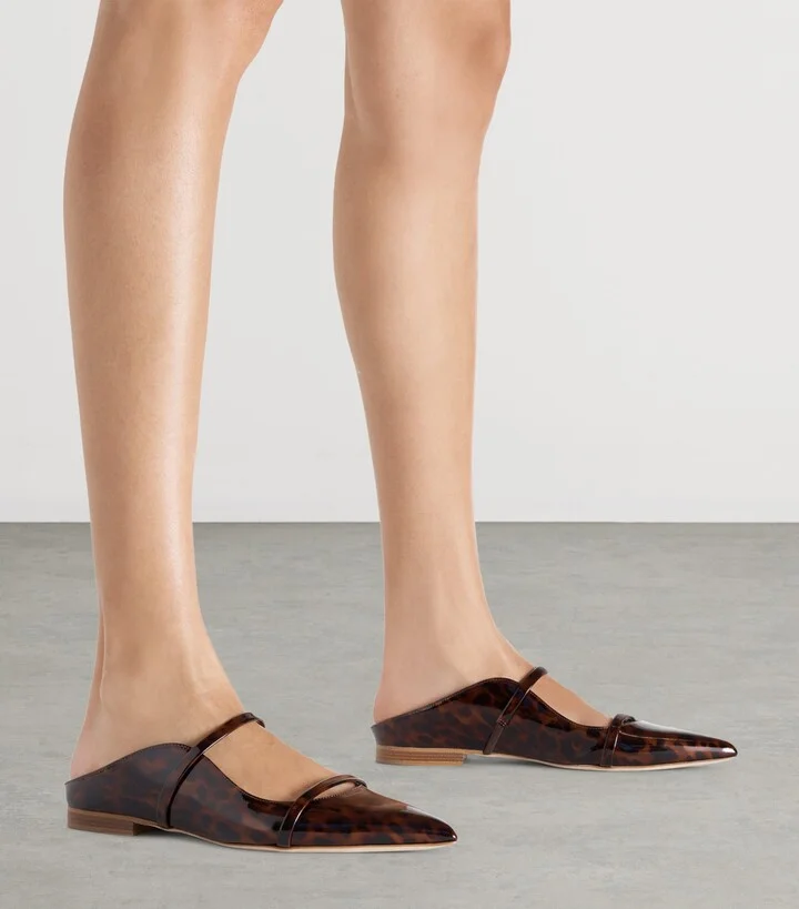 Malone Souliers Patent Leather Leopard Print Maureen Mules - Image 2