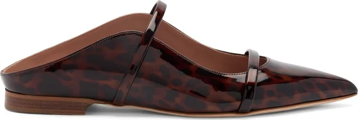 Malone Souliers Patent Leather Leopard Print Maureen Mules