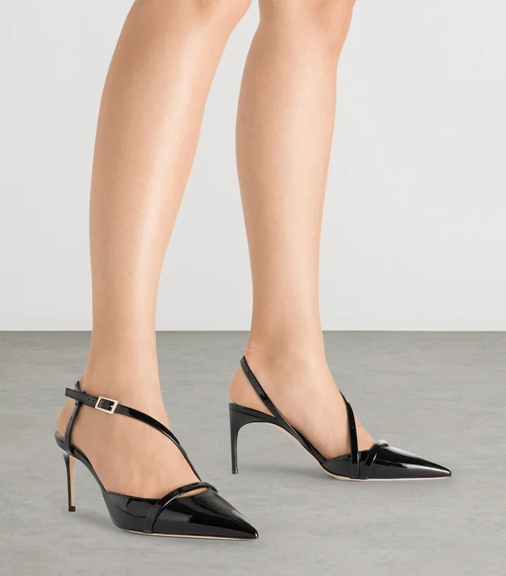 Malone Souliers Patent Leather Valeria Slingback Pumps 70 - Image 2