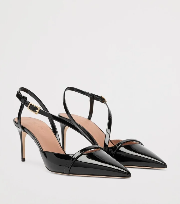 Malone Souliers Patent Leather Valeria Slingback Pumps 70 - Image 3