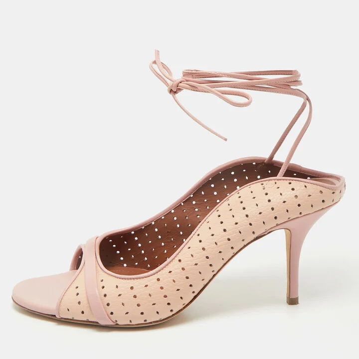 Malone Souliers Pink Leather Alba Ankle Tie Sandals Size 40