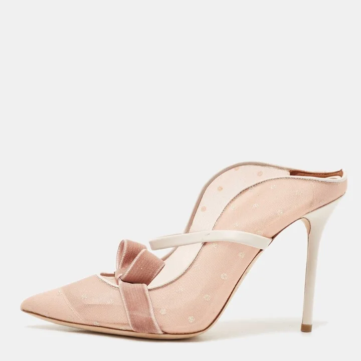 Malone Souliers Pink Leather and Mesh Margueritee Mules Size 39