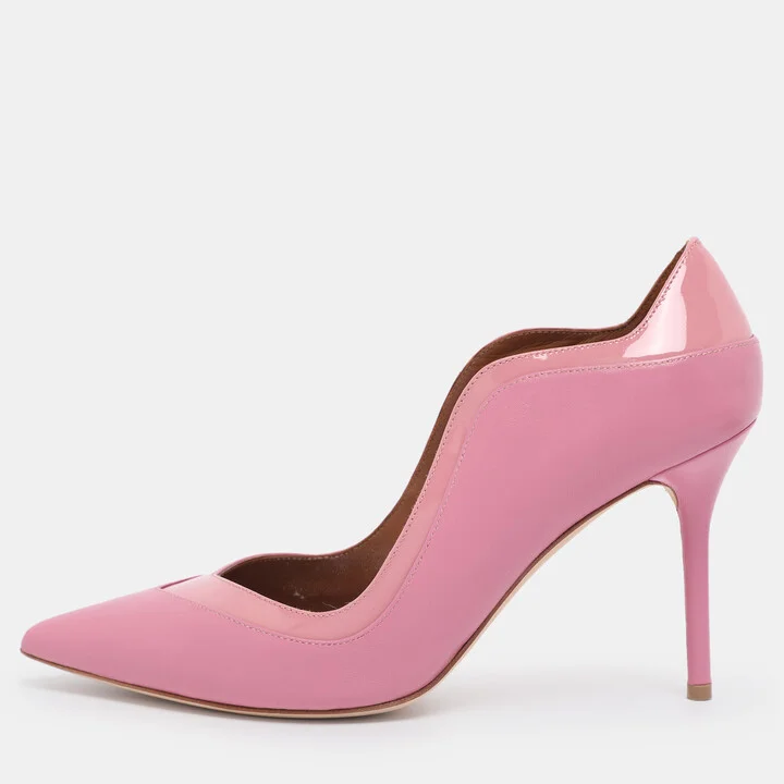 Malone Souliers Pink Leather and Patent Penelope Pointed Toe Pumps Size 39.5