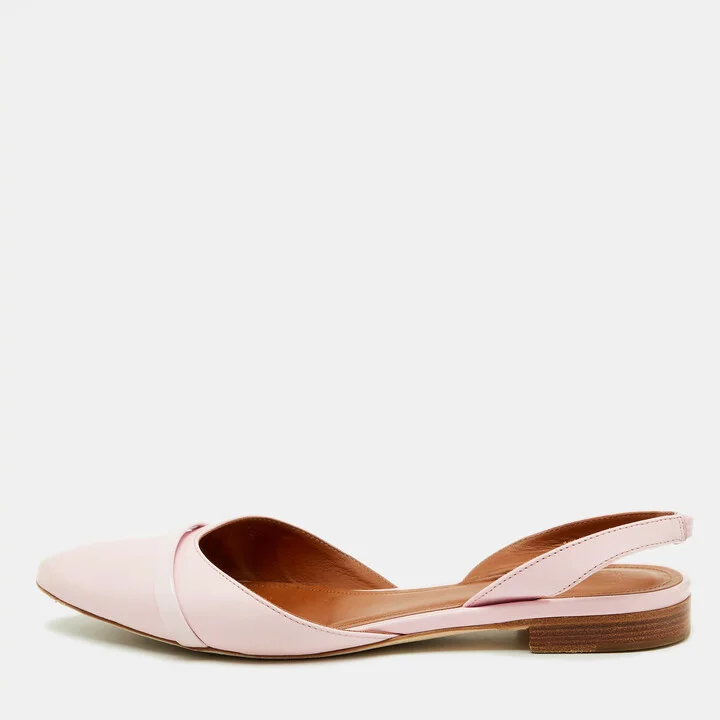 Malone Souliers Pink Leather Elsie Slingback Flat Size 39.5