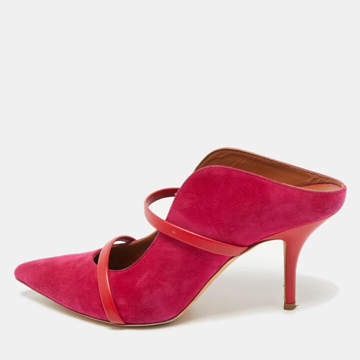 Malone Souliers Pink/Red Suede Maureen Heel Mules Size 39