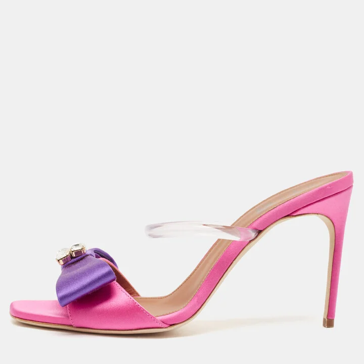 Malone Souliers Purple/Pink Satin Emily Slide Sandals Size 37.5