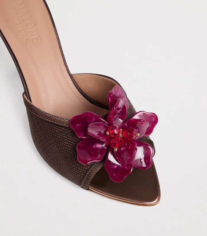 Malone Souliers Raffia Cyd Heeled Sandals 70 - Image 5
