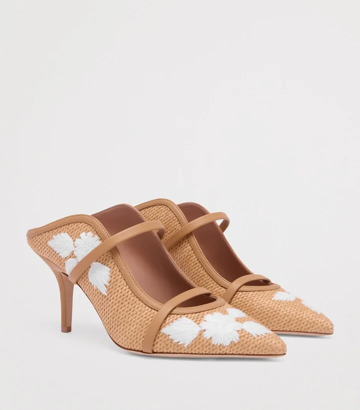 Malone Souliers Raffia Floral Maureen Mules 70 - Image 3