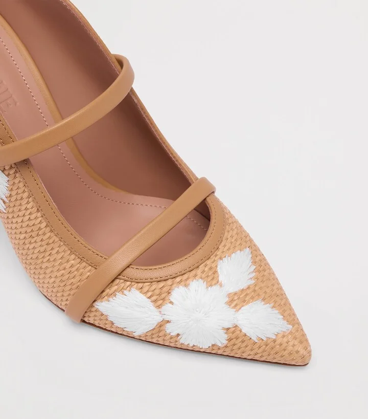 Malone Souliers Raffia Floral Maureen Mules 70 - Image 5