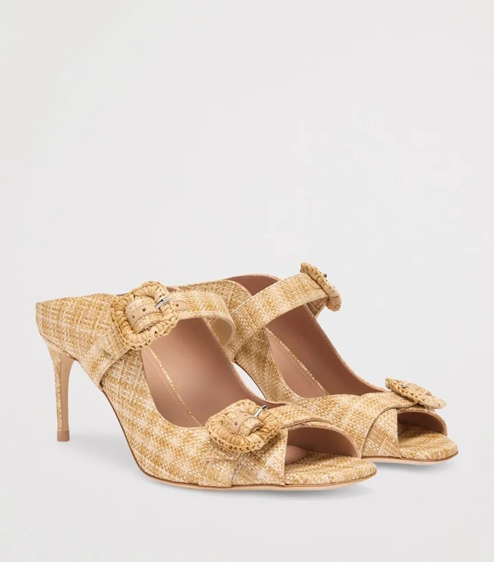 Malone Souliers Raffia Isobel Heeled Sandals 70 - Image 2