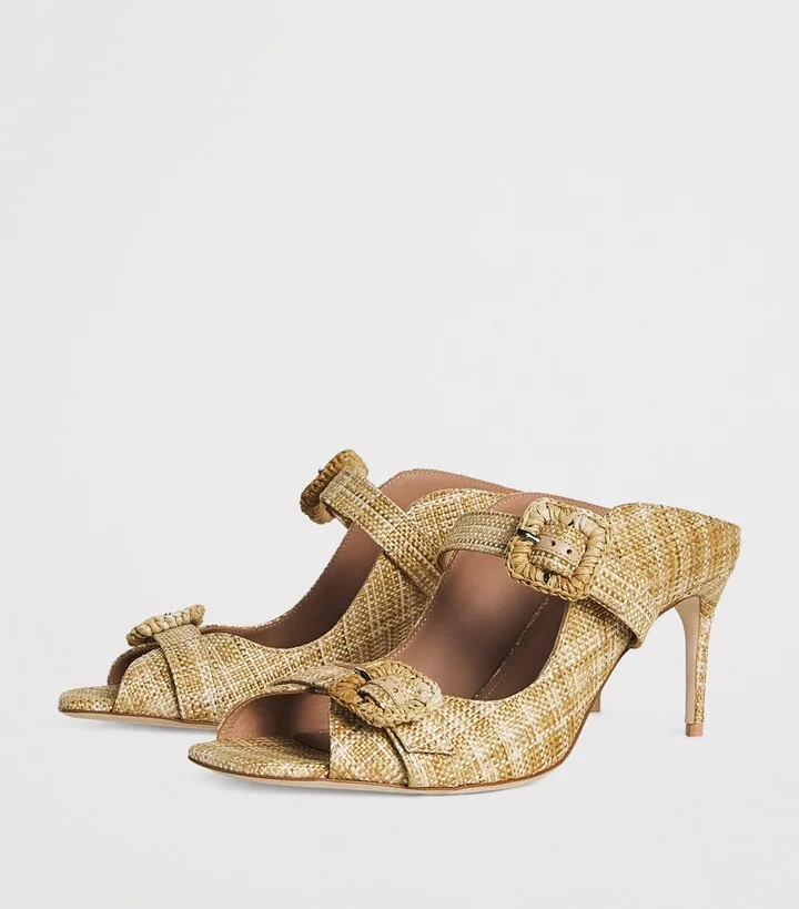 Malone Souliers Raffia Isobel Heeled Sandals 70 - Image 3