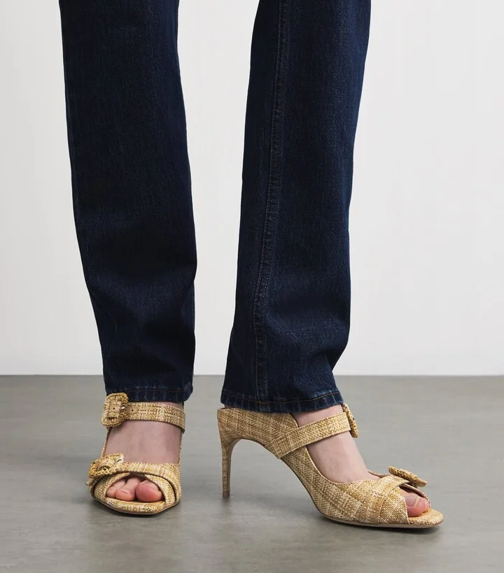 Malone Souliers Raffia Isobel Heeled Sandals 70 - Image 6