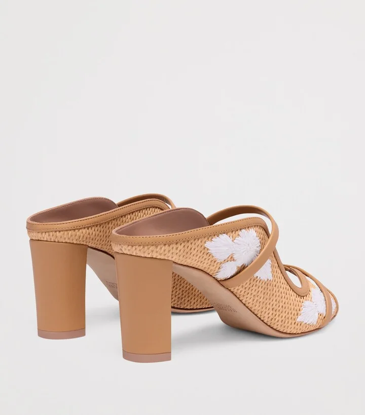 Malone Souliers Raffia-Leather Norah Heeled Sandals 70 - Image 4