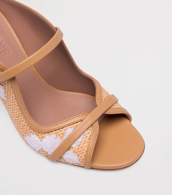 Malone Souliers Raffia-Leather Norah Heeled Sandals 70 - Image 5