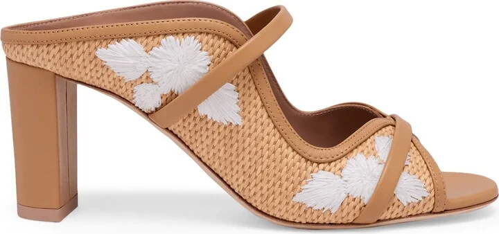 Malone Souliers Raffia-Leather Norah Heeled Sandals 70