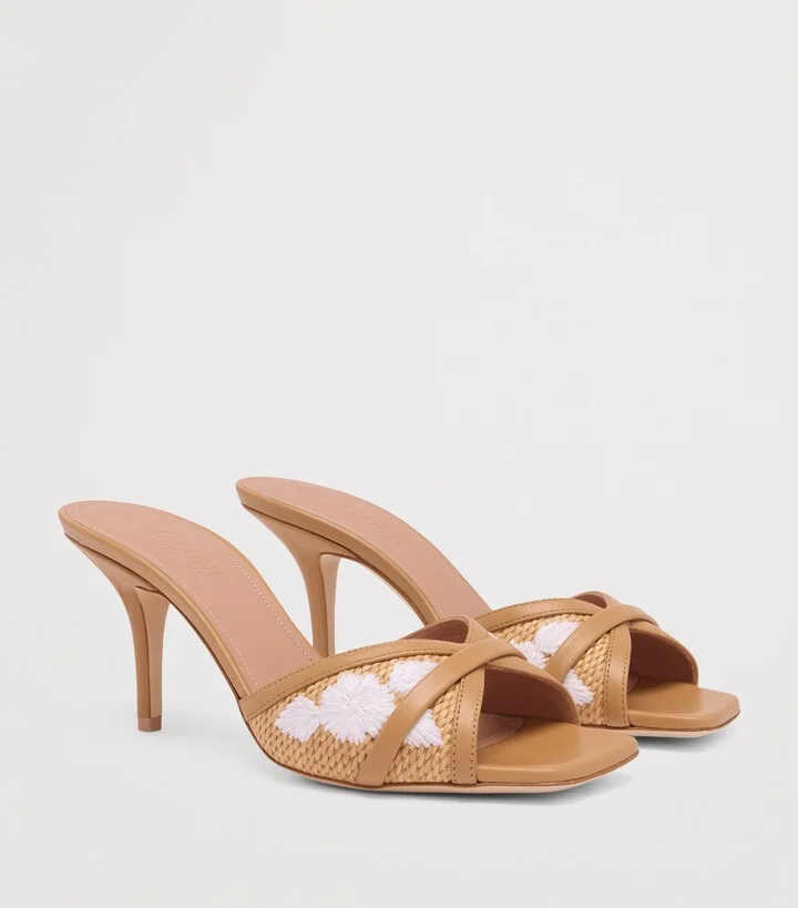 Malone Souliers Raffia Perla Heeled Sandals 70 - Image 3