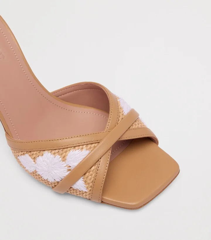 Malone Souliers Raffia Perla Heeled Sandals 70 - Image 5
