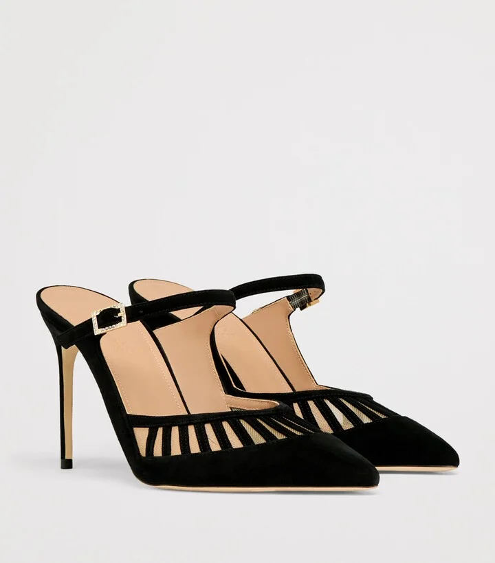 Malone Souliers Suede Bardot Cut-out Heeled Mules 90 - Image 3