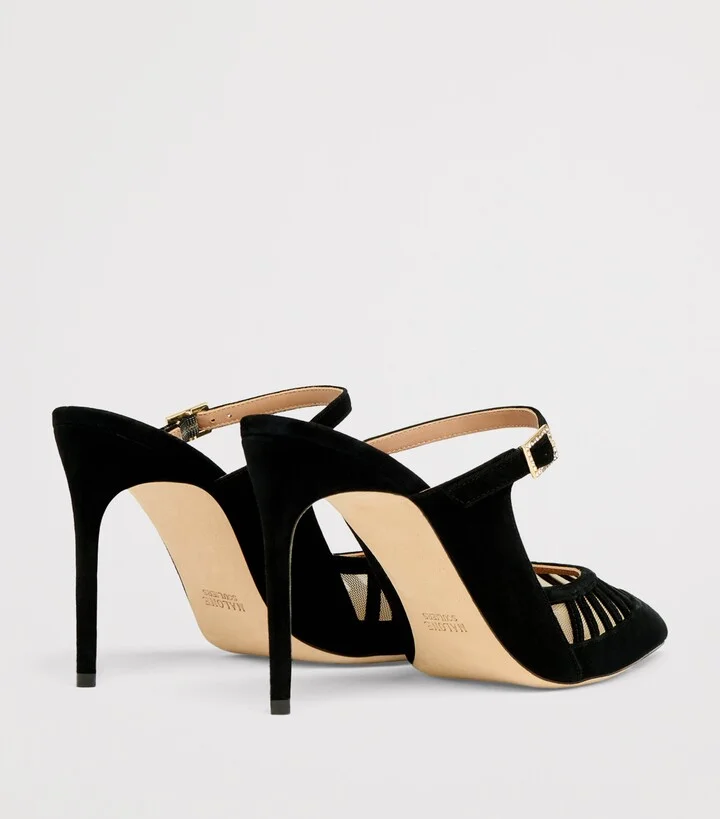 Malone Souliers Suede Bardot Cut-out Heeled Mules 90 - Image 4
