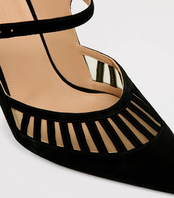 Malone Souliers Suede Bardot Cut-out Heeled Mules 90 - Image 5