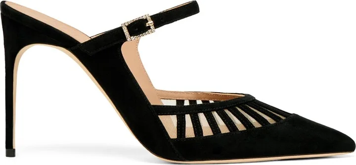 Malone Souliers Suede Bardot Cut-out Heeled Mules 90