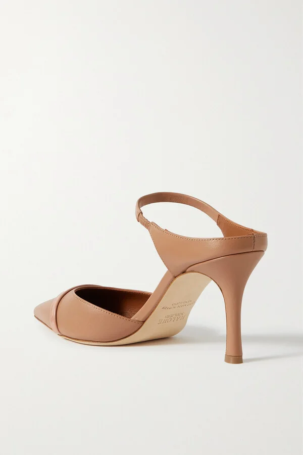 MALONE SOULIERS - Uma 80 Patent-trimmed Leather Mules - Neutrals - Image 3