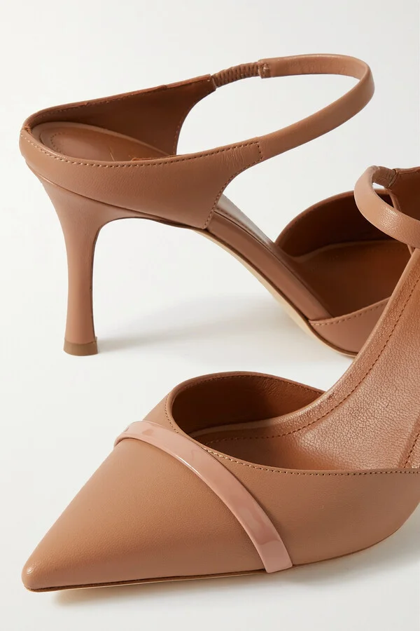 MALONE SOULIERS - Uma 80 Patent-trimmed Leather Mules - Neutrals - Image 4