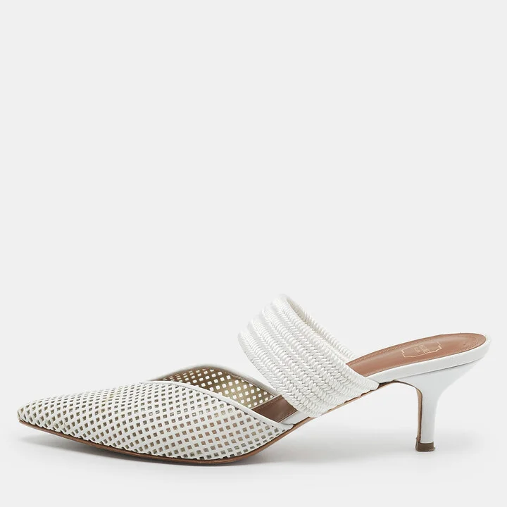 Malone Souliers White Leather Maisie Mules Size 40