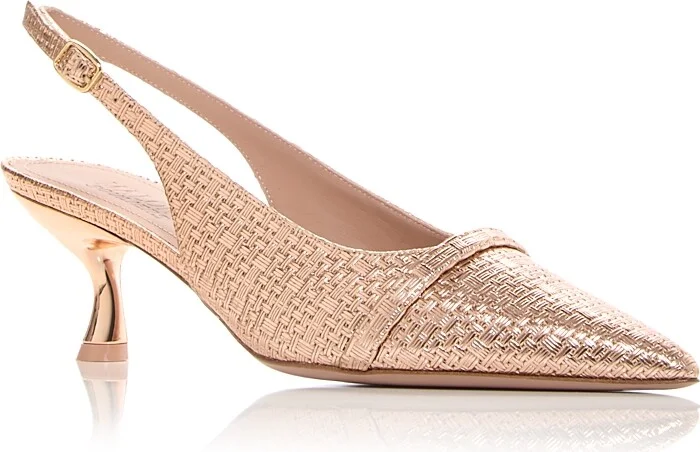 Malone Souliers Women's Jama Embossed Slingback Kitten Heel Pumps