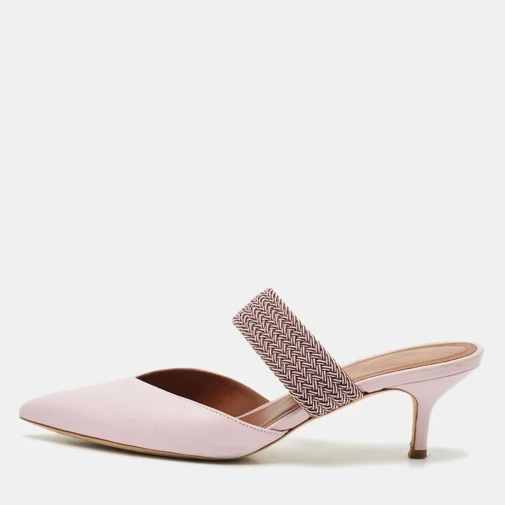Malone Souliers x Roy Luwolt Pink Leather Slide Sandals Size 40