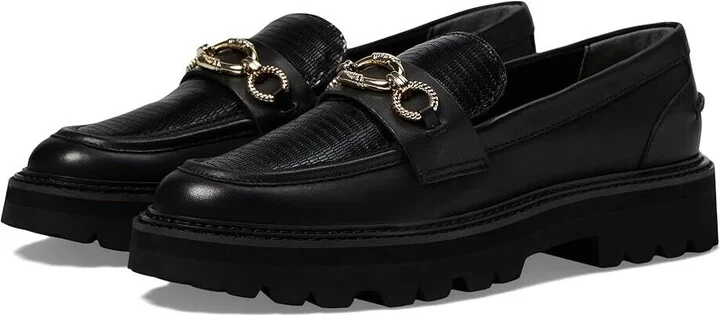 Mambo Loafers Women's US 7 Black Leather Platform Casual Shoes KHD217