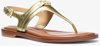 Mandy Metallic Leather T-Strap Sandal