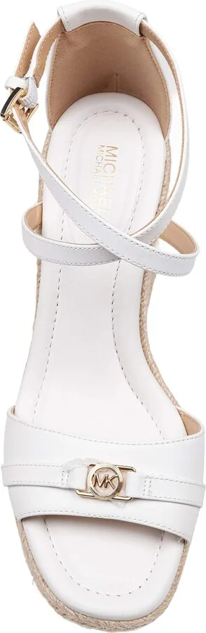 Mandy Wedge Sandal In White Leather With Jute Wedge - Image 2
