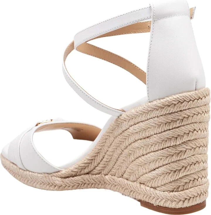 Mandy Wedge Sandal In White Leather With Jute Wedge - Image 3