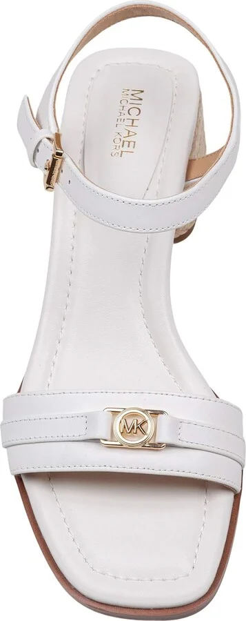 Mandy White Leather Sandal With Jute Heel - Image 2