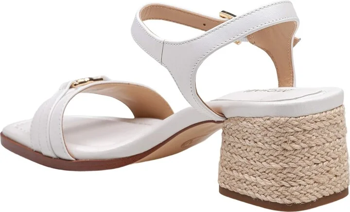Mandy White Leather Sandal With Jute Heel - Image 3