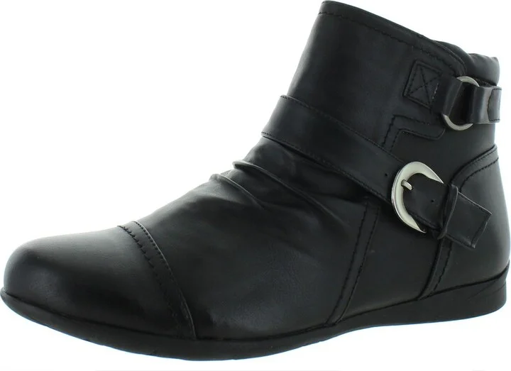 Mandy Womens Faux Leather Flats Ankle Boots