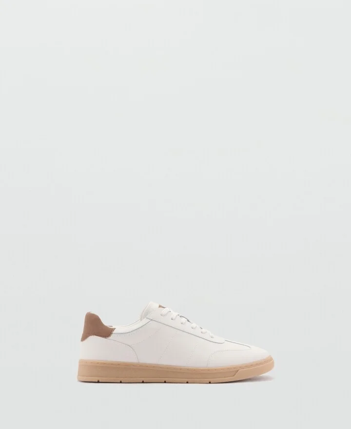 Mango Men's Contrasting Panel Leather Sneakers - Image 2